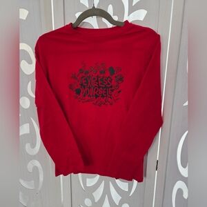 Cat & Jack  Express Yourself Long Sleeve Graphic Tee Red L 10/12 NWT